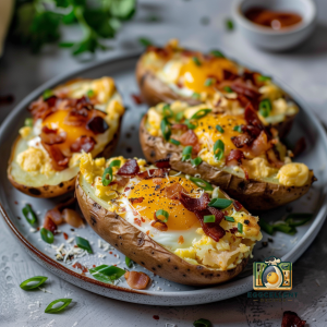 Egg-Stuffed Baked Potatoes with Bacon and Cheese Recipe