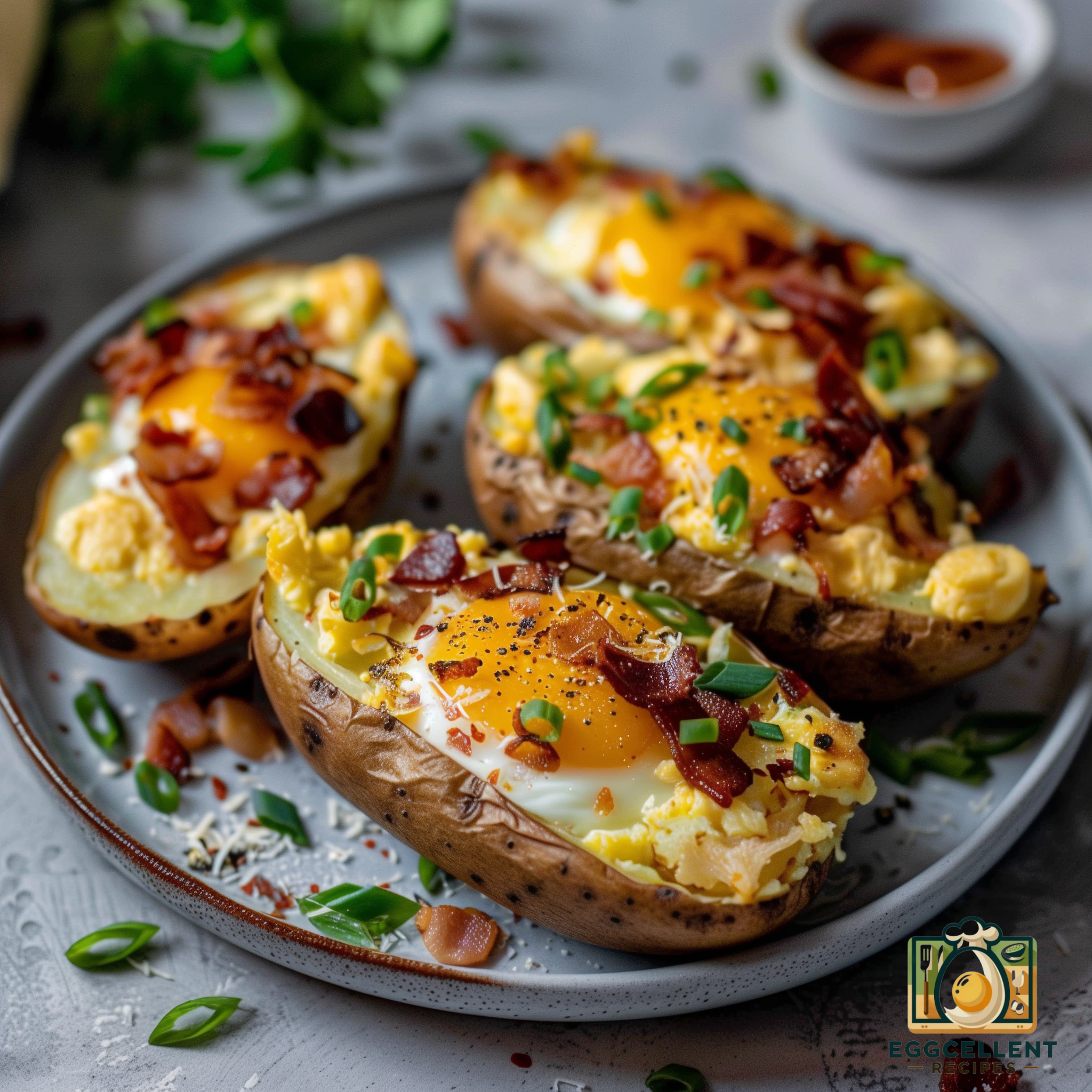 Egg-Stuffed Baked Potatoes with Bacon and Cheese Recipe