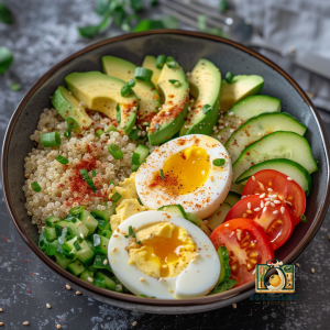 Egg and Avocado Salad Bowl with Quinoa Recipe
