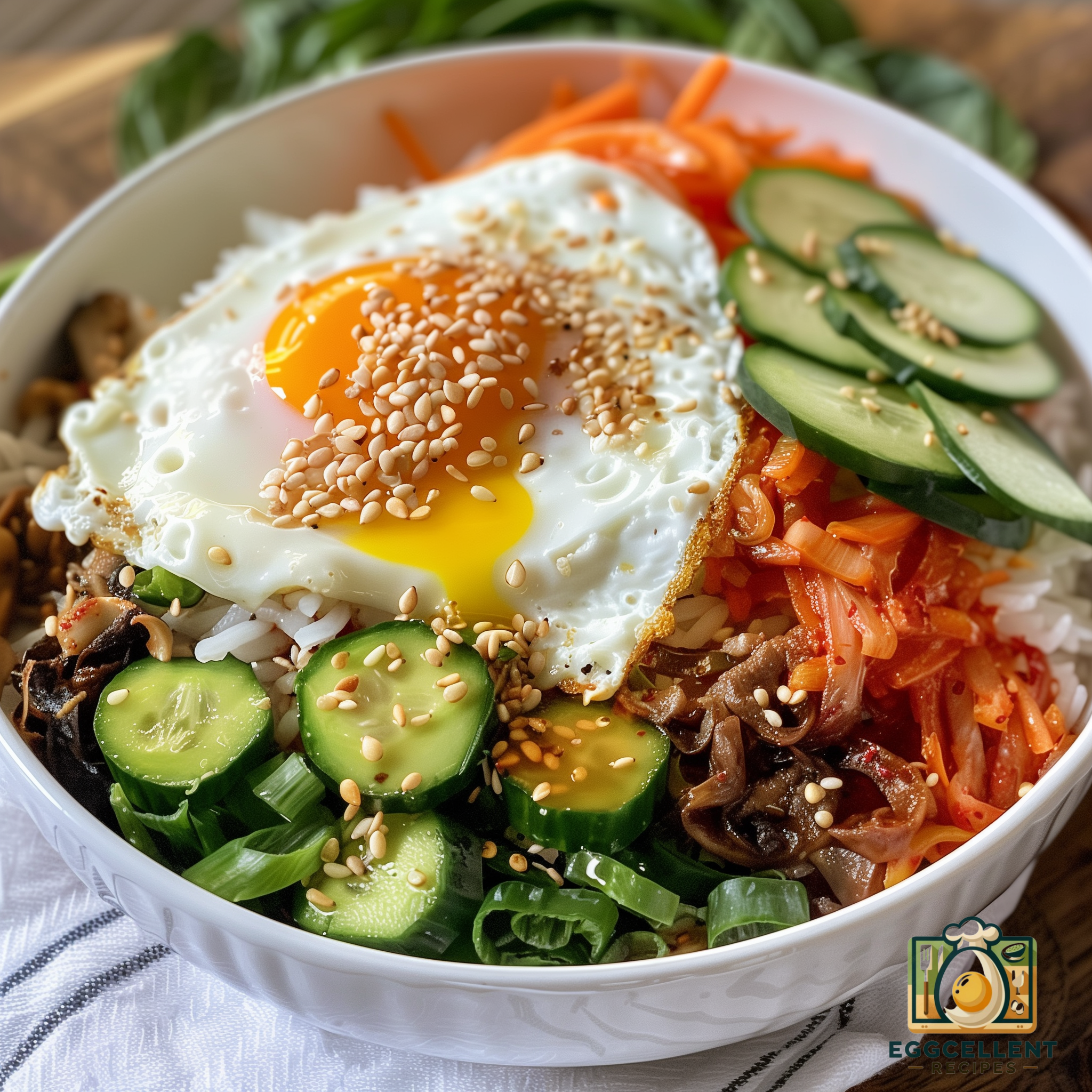 Korean Bibimbap with a Fried Egg Recipe