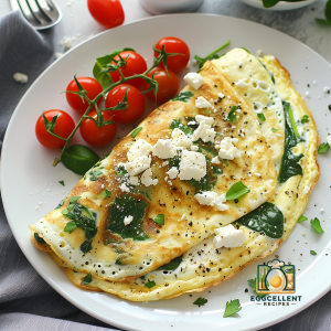 Mediterranean Egg White Omelet with Spinach and Feta Recipe