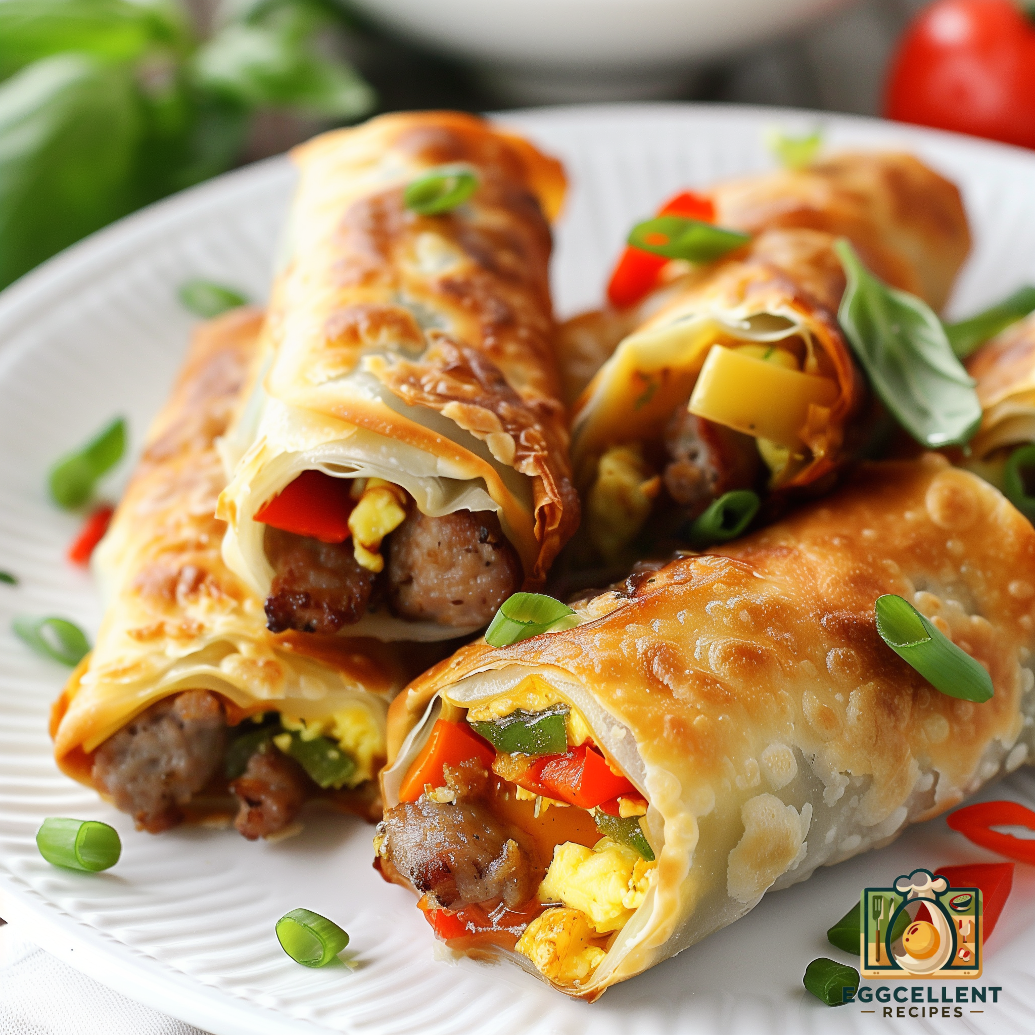 Breakfast Egg Rolls with Sausage and Peppers Recipe