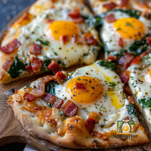 Breakfast Pizza with Eggs, Bacon, and Spinach Recipe