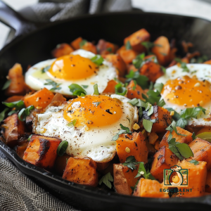Sweet Potato Hash with Eggs Over Easy Recipe