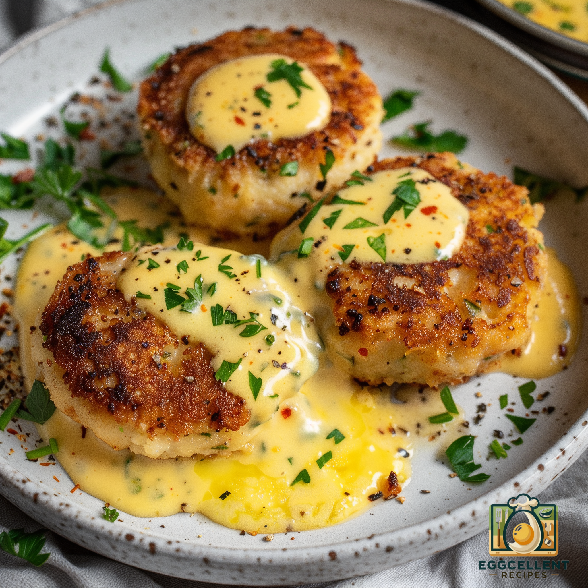Cod Cakes with Egg Sauce  Recipe