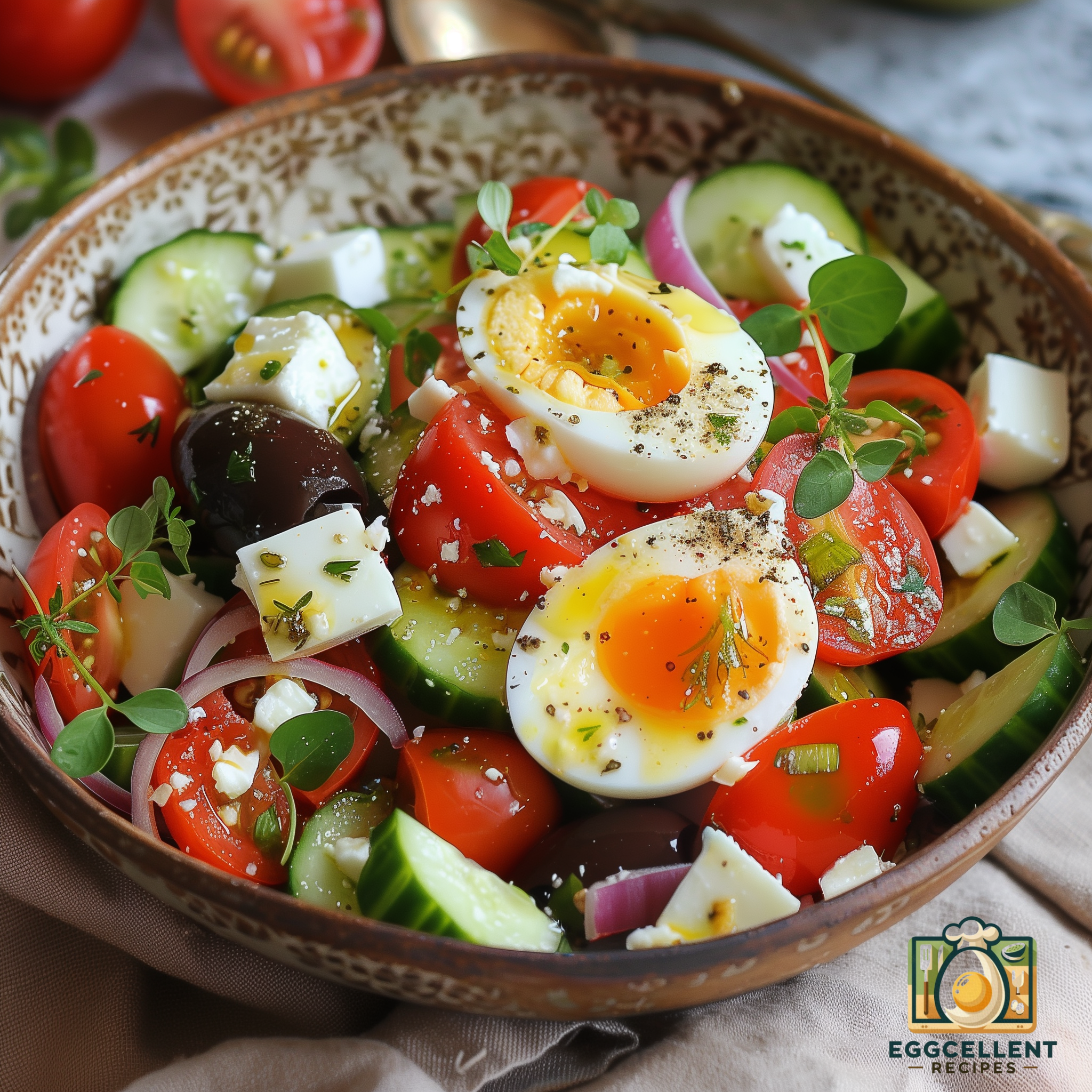 Greek Salad with boiled egg Recipe