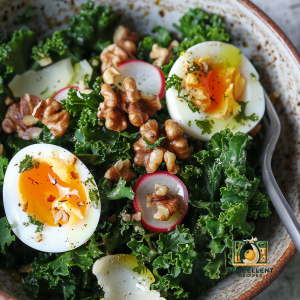 Kale Salad with Soft-Boiled Egg and walnuts Recipe