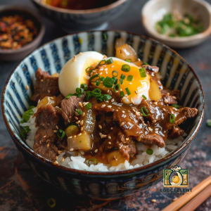 Savory Japanese Beef Rice Bowl (Gyudon) With Soft Boiled Egg Recipe