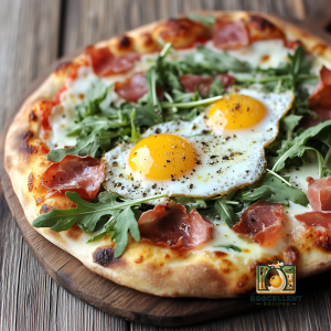 Egg-Topped Pizza with Arugula and Prosciutto Recipe