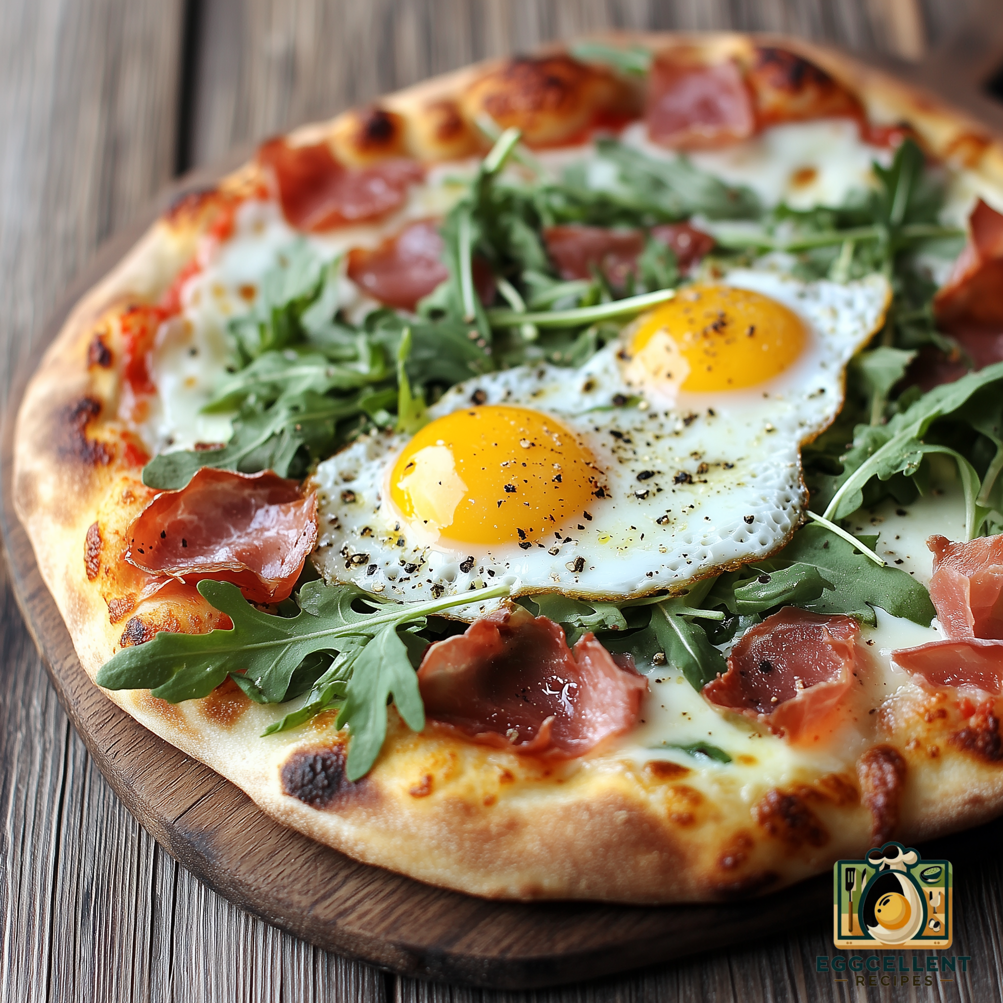 Egg-Topped Pizza with Arugula and Prosciutto Recipe