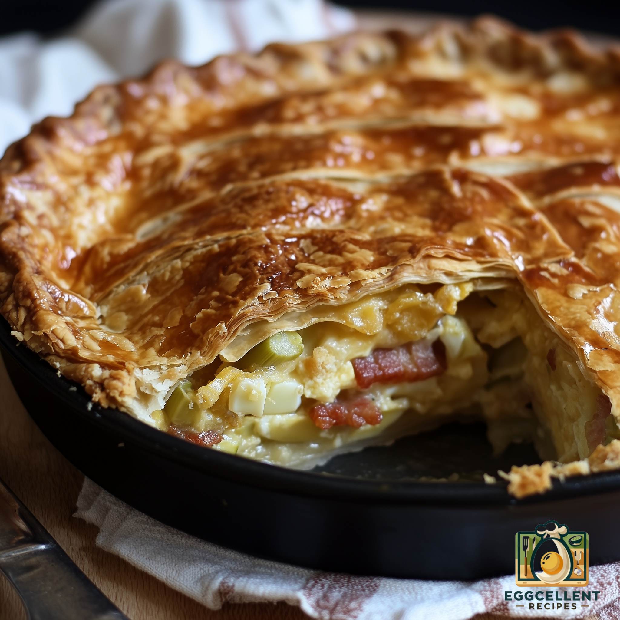 Egg and bacon Leek Pie  Recipe