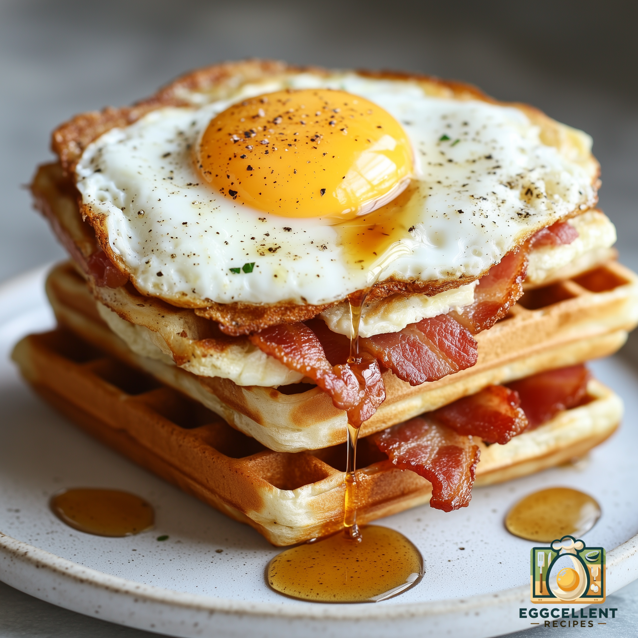 Egg and Bacon Waffle Sandwich Recipe