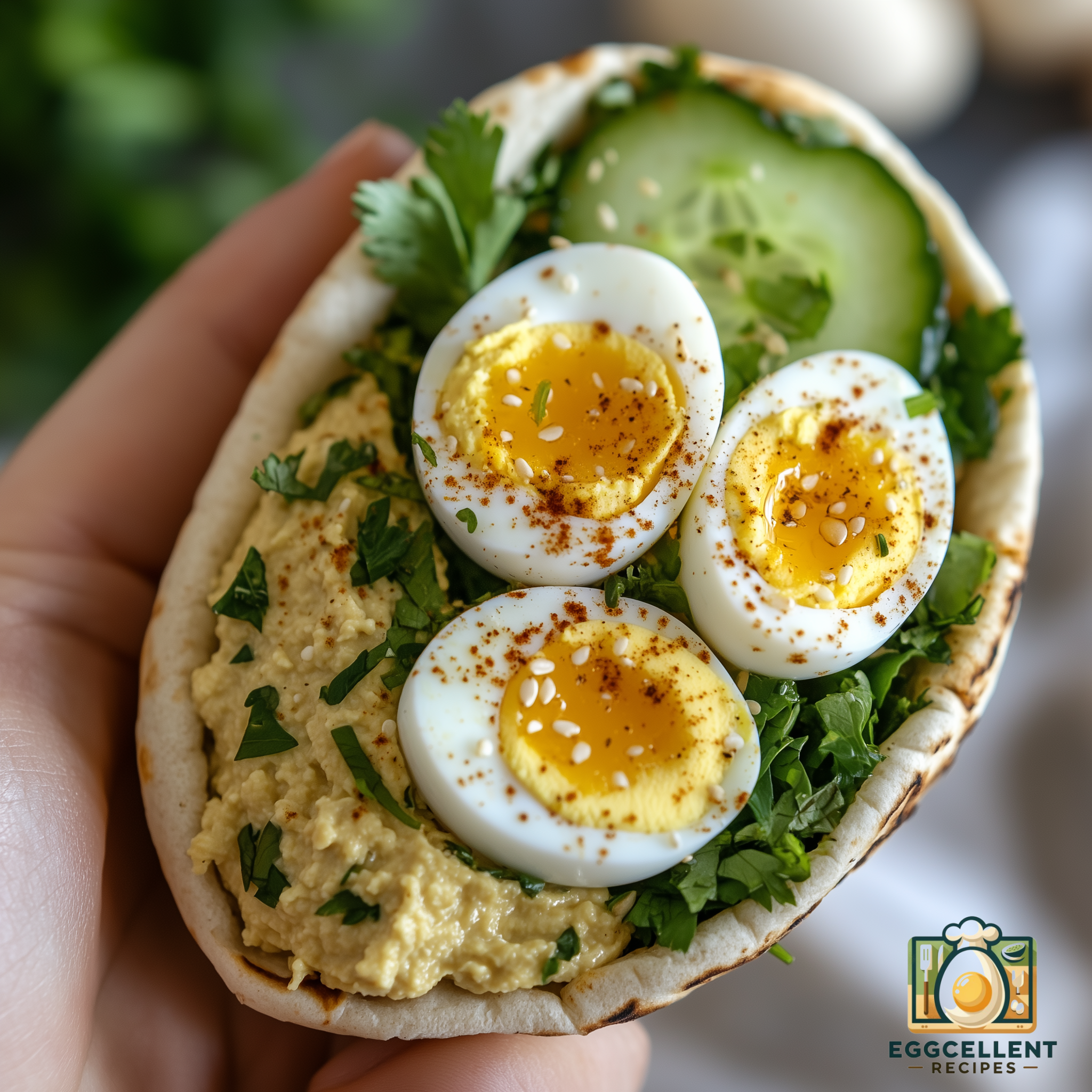 Hummus and Egg Pita Recipe