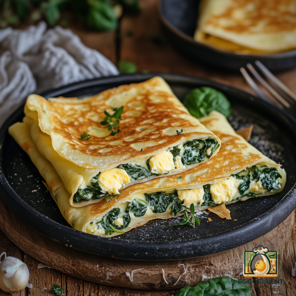 Baked Crepes with Spinach and Egg Filling Recipe