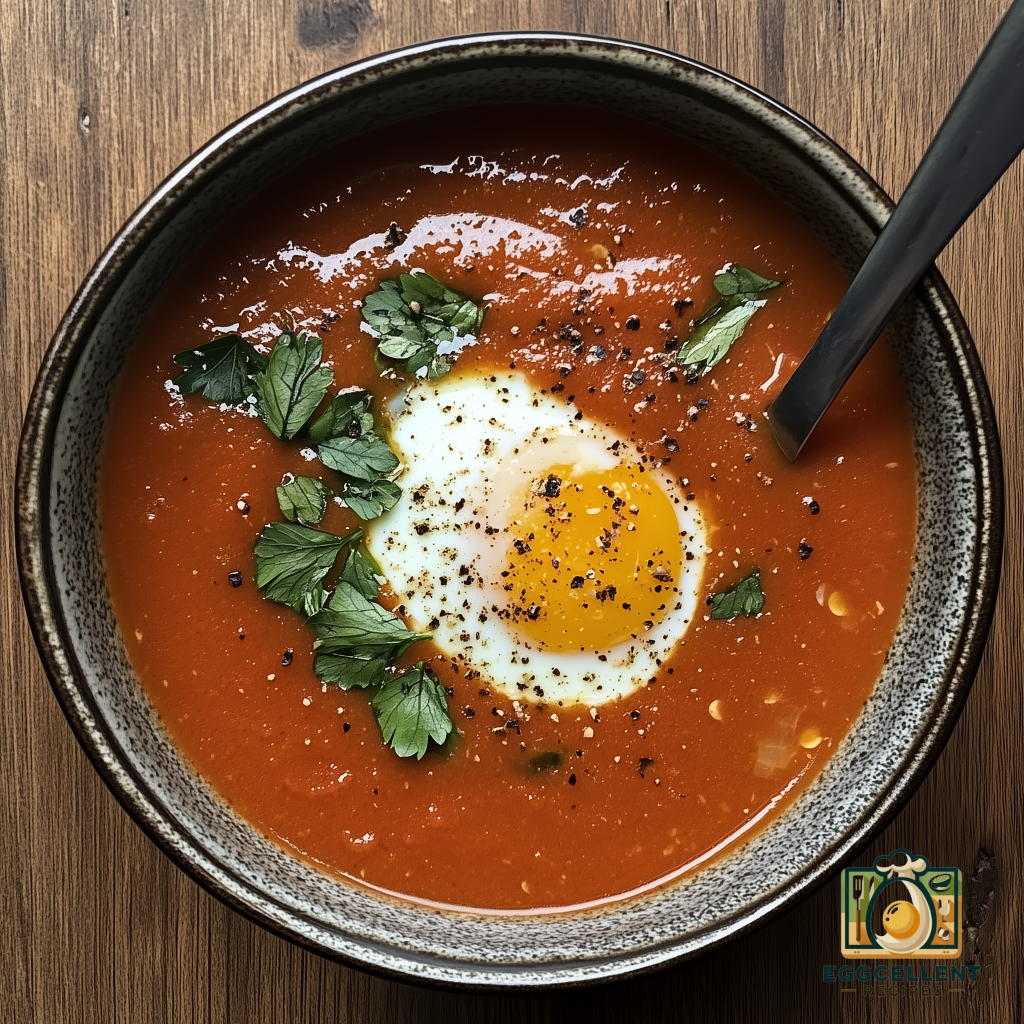 Tomato Basil Soup with Poached Egg Recipe