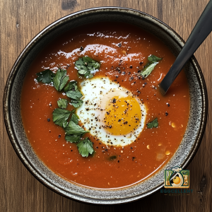 Tomato Basil Soup with Poached Egg Recipe