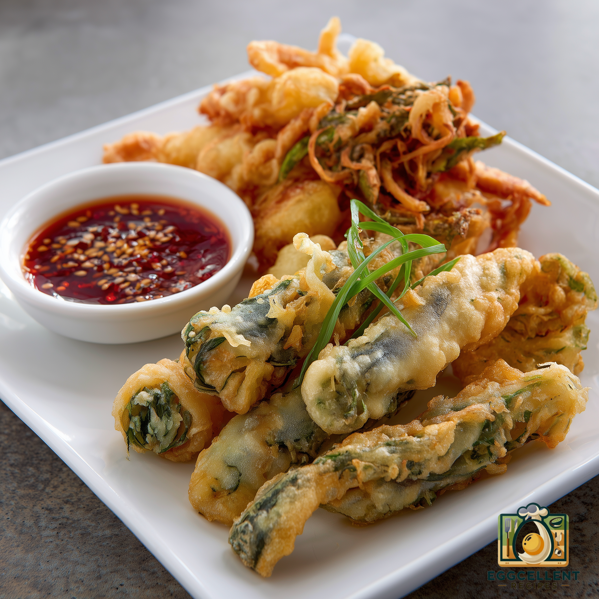 Korean-style tempura (fried vegetables, squid, or seaweed rolls) Recipe
