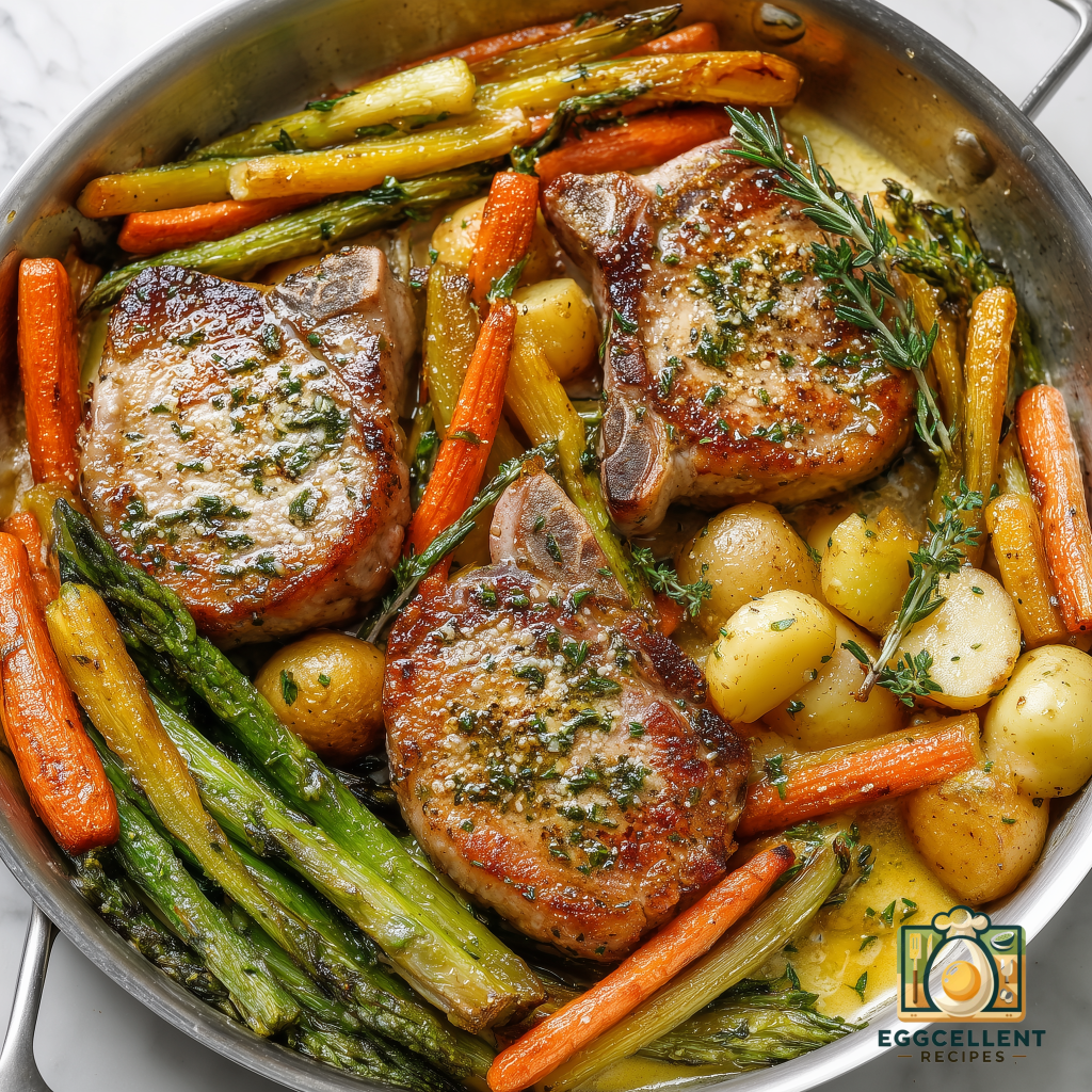 Garlic Butter Pork Chops & Veggies Recipe