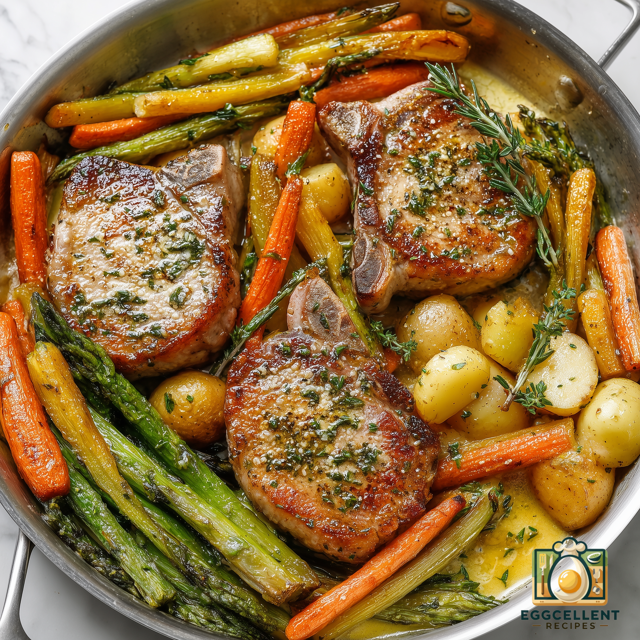 Garlic Butter Pork Chops & Veggies Recipe